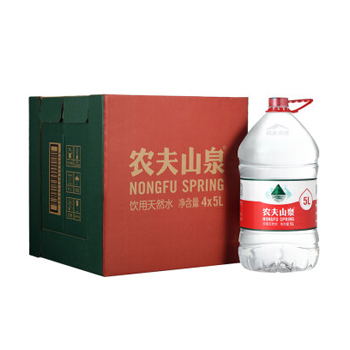 农夫山泉 饮用天然水一次性瓶装5L*4瓶 整箱